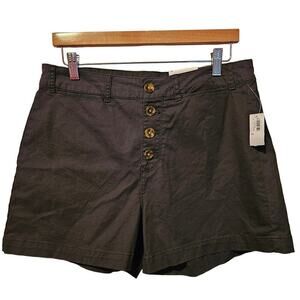 Old Navy Women Fly Button Plain Short dark‎ gray size 10 NWT